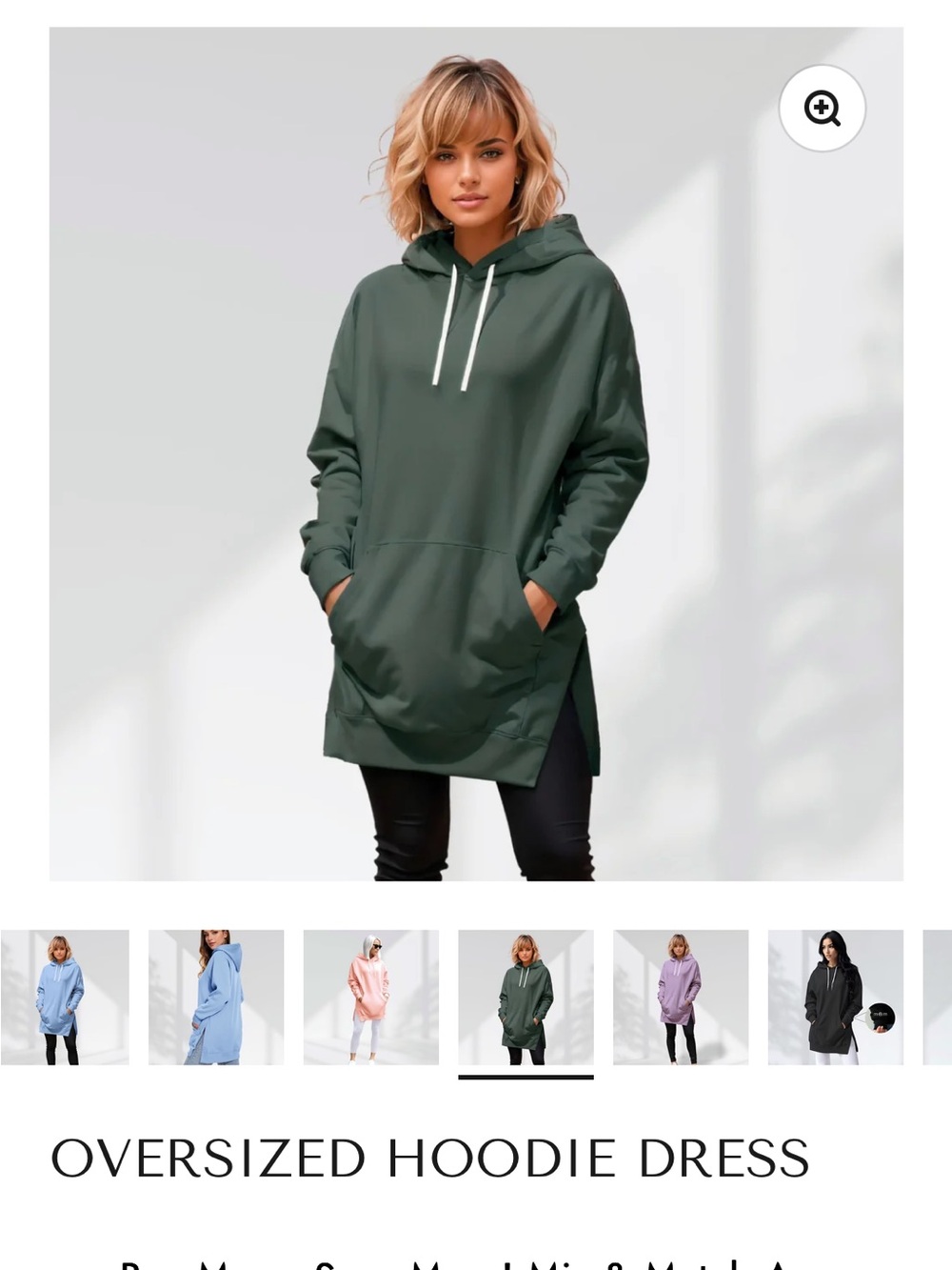 Set of 4 WARMY women’s sweatshirt dress - Charcoal, Black, Sky Blue, Pink
